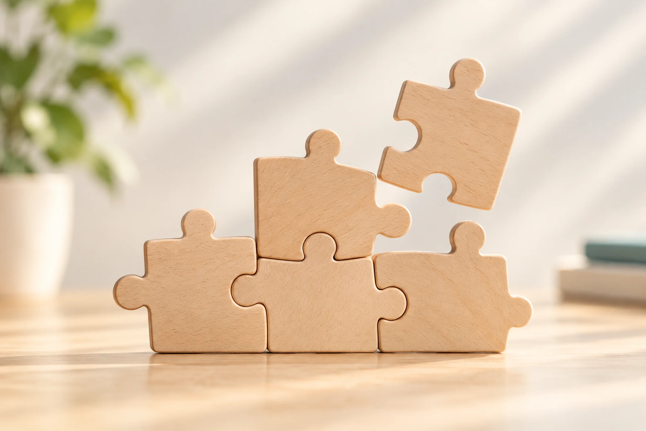 Puzzle avec des pièces qui s'emboitent.